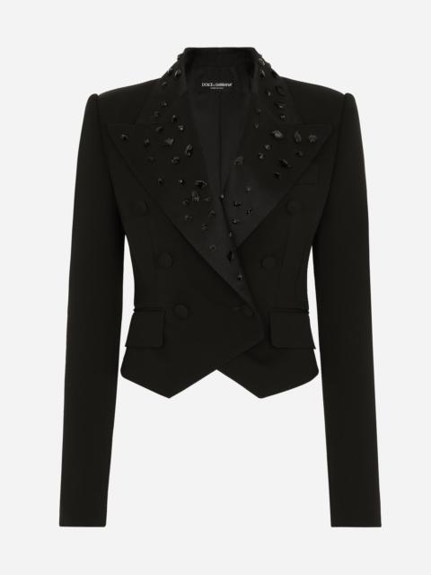 Dolce & Gabbana Cropped wool jacket with rhinestone details