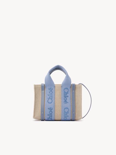 Chloé MINI WOODY TOTE BAG IN LINEN