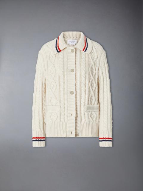 Thom Browne CASHMERE ARAN CABLE CARDIGAN JACKET