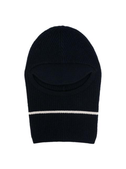 Plan C two-tone striped ribbed-knit balaclava