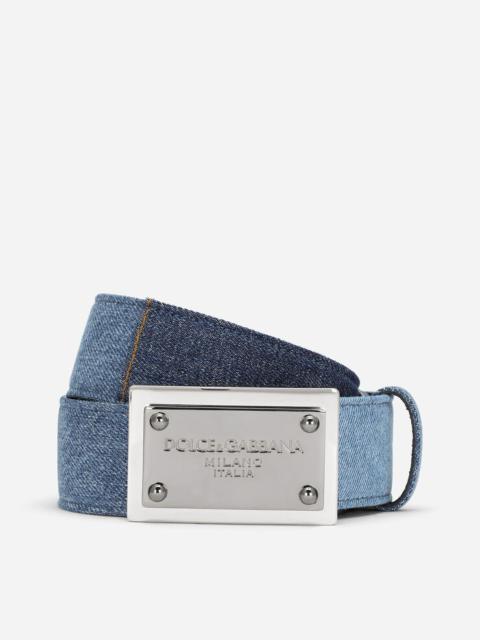 Dolce & Gabbana Patchwork denim belt with logo tag