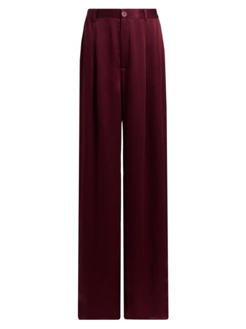 LAPOINTE Women's Pleated-Front Satin Pants - Crimson