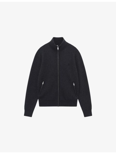 The Kooples Zip-Through Cotton-Blend Knitted Cardigan