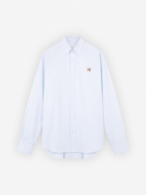 Maison Kitsuné BUTTON DOWN CLASSIC SHIRT WITH INSTITUTIONAL FOX HEAD PATCH IN OXFORD