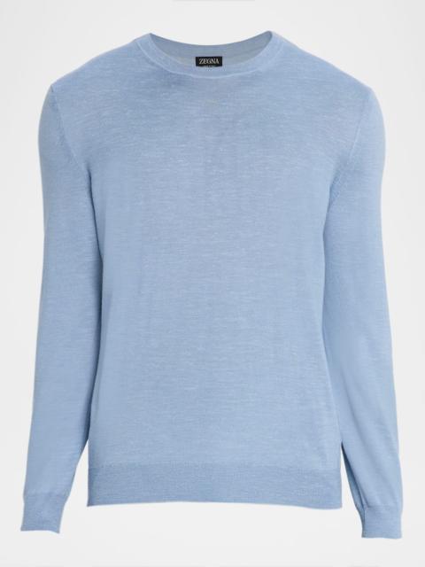 ZEGNA Men's Melange Fine Knit Crewneck Sweater