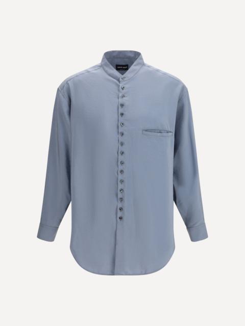GIORGIO ARMANI Washed silk Shirt with band collar