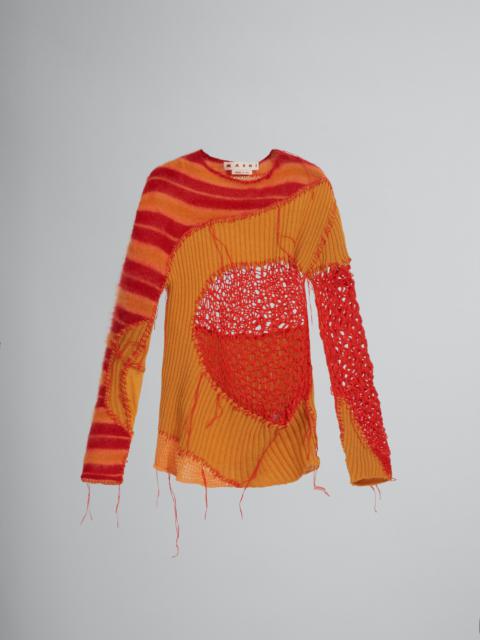 Marni RED AND ORANGE PATCHWORK JUMPER