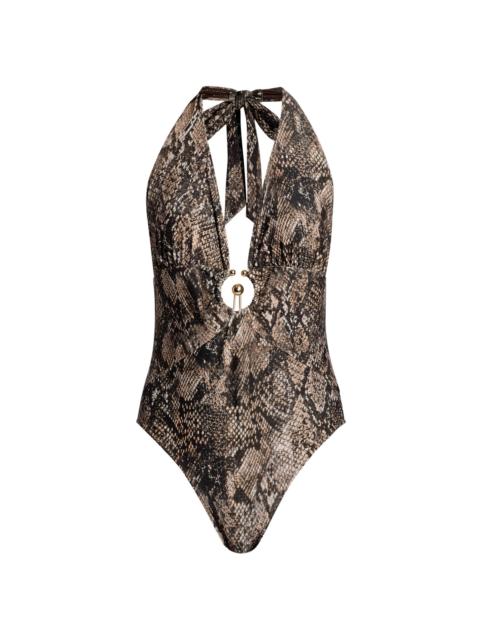 KOBI HALPERIN Women's Nesya Snake-Print One-Piece Swimsuit - Natural Multi