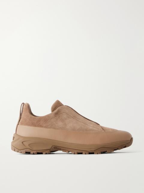 ZEGNA Triple Stitch™ Monte Rubber-Trimmed Suede Slip-On Sneakers