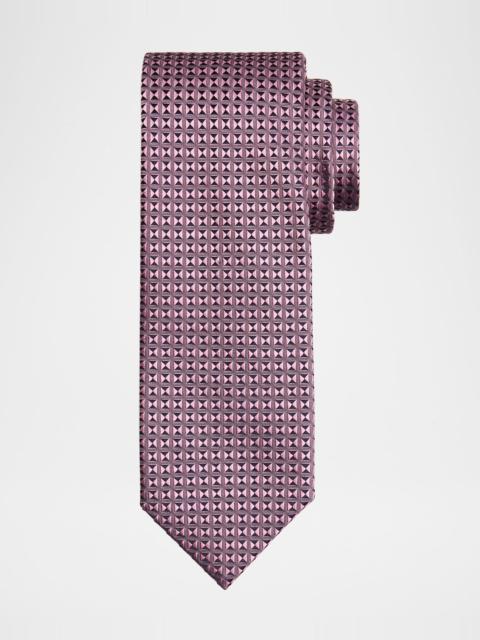 Brioni Men's Woven Micro-Geometric Silk Tie