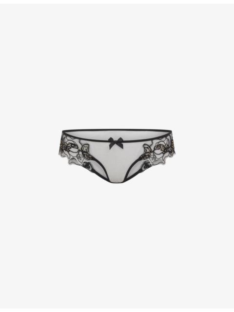 Agent Provocateur Lindie mid-rise embroidered floral mesh briefs