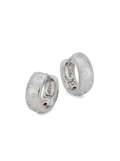 ROBERTO COIN Women's 18K White Gold & Diamond Huggie Hoops - White Gold