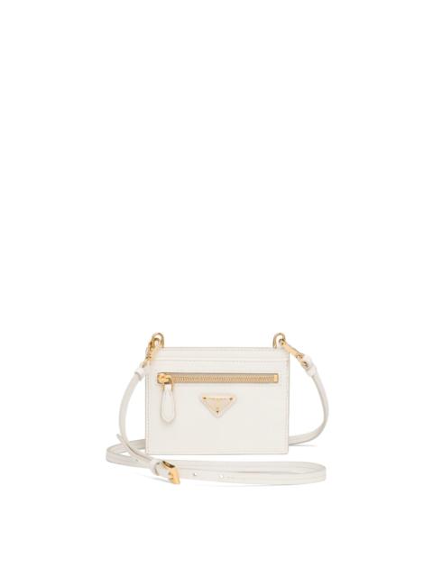 Prada Saffiano Leather Card Holder with Strap