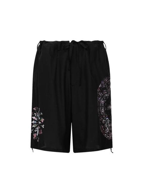 Yohji Yamamoto Asymmetric Printed Shorts