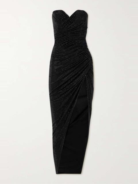 Strapless crystal-embellished stretch-jersey maxi dress