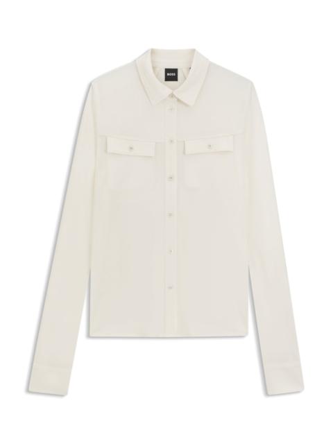 BOSS SLIM-FIT BLOUSE IN MATTE JERSEY