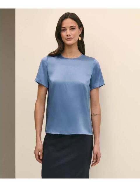 Brooks Brothers Short-Sleeve Top in Washable Silk Charmeuse
