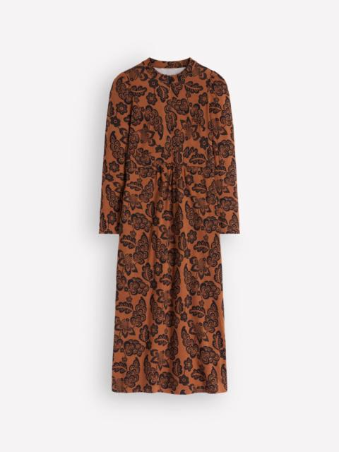 BODEN Hope Zip Detail Jersey Dress-Russet, Tickled Meadows