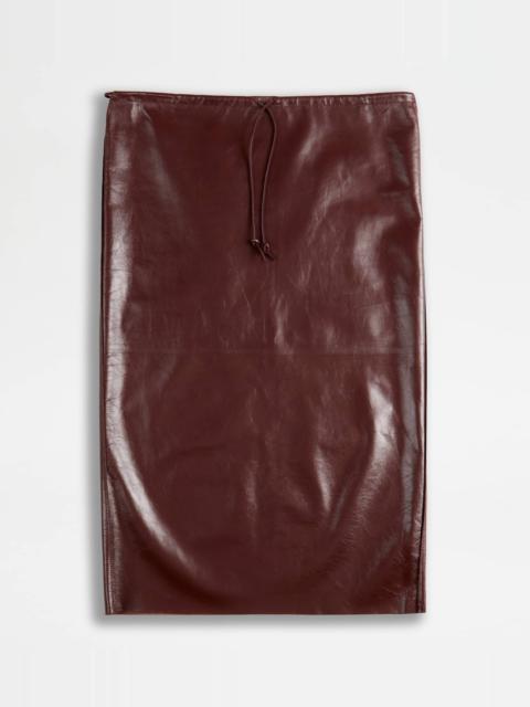 Tod's SKIRT IN LEATHER - BROWN