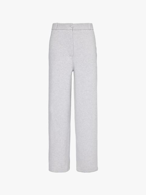 High-rise straight-leg cashmere-blend tailored trousers