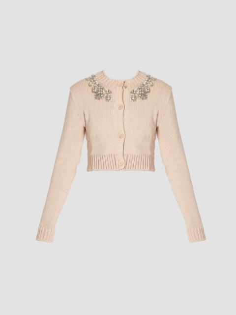 Erdem Cropped Button Down Long Sleeve Cardigan