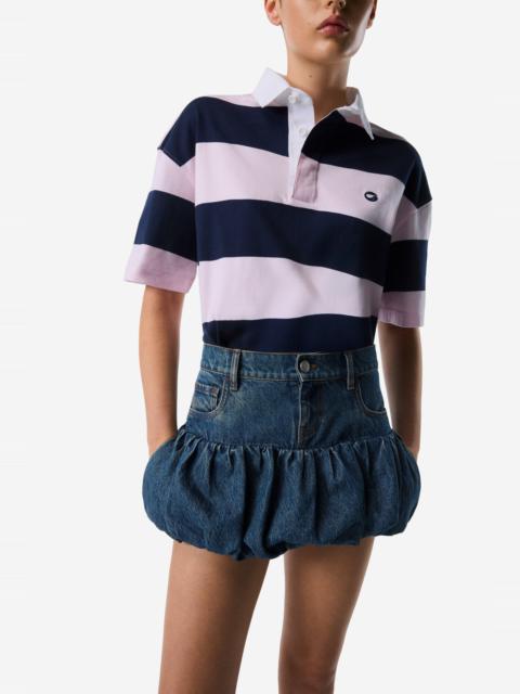 COPERNI Gathered Hem Denim Mini Skirt