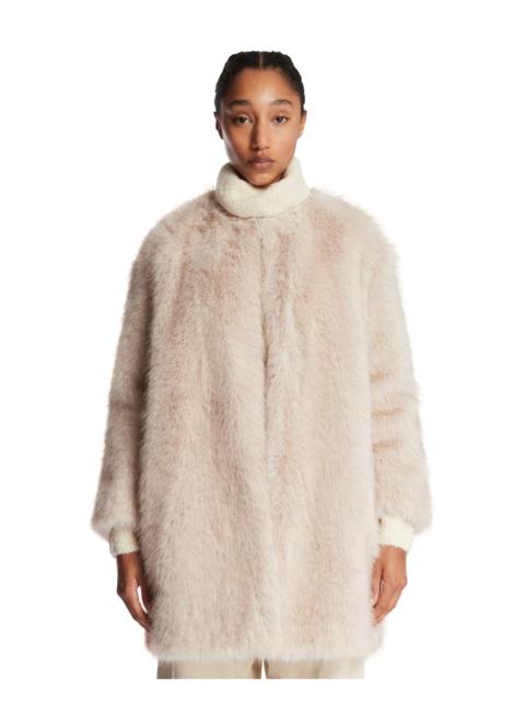 Max Mara White Faux Fur Effect Coat