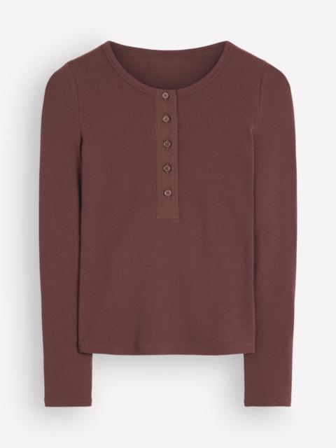 BODEN Ribbed Long Sleeve Henley-Fudgesickle