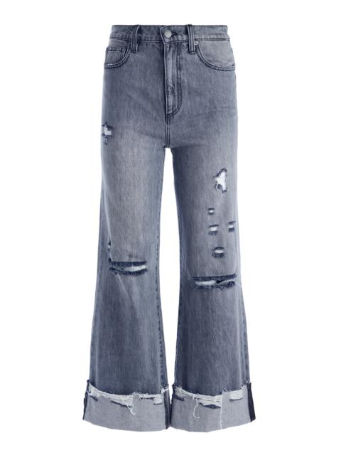 Alice + Olivia AMAZING HIGH RISE RAW HEM CUFFED JEANS