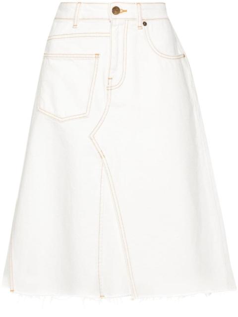 TORY BURCH deconstructed denin skirt