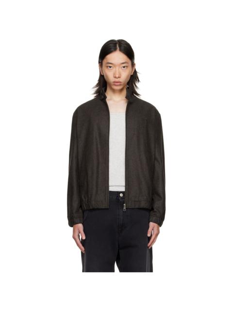 LACOSTE Brown Wool Harrington Jacket