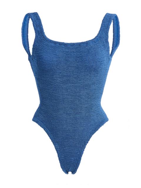 Hunza G Square-Neck Seersucker One-Piece Swimsuit blue