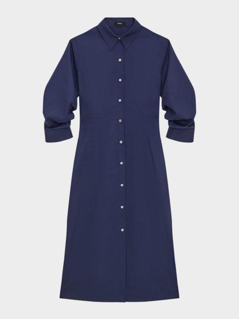 Theory Fixed-Sleeve Poplin Shirtdress