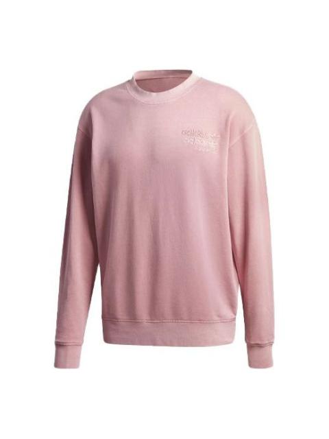 Men's adidas originals Logo Pattern Loose Round Neck Long Sleeves Pink GL6163