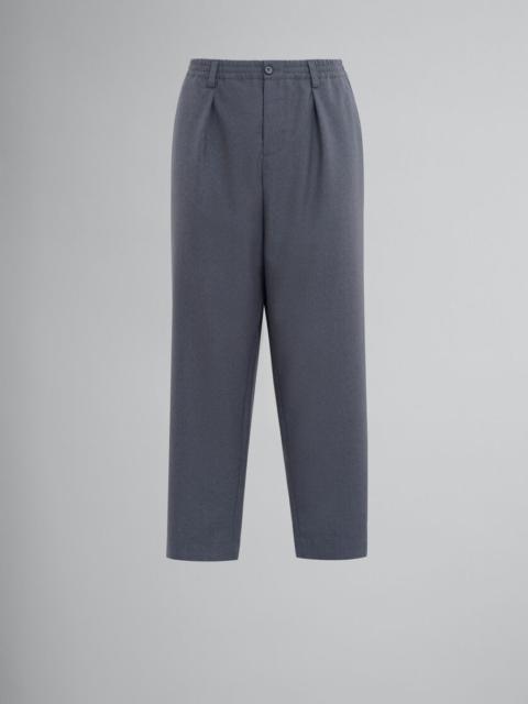 GREY TROPICAL WOOL TROUSERS WITH DRAWSTRING WAIST