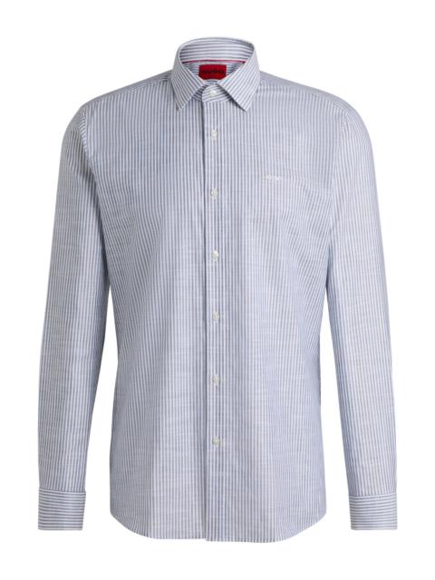 HUGO MODERN-FIT SHIRT IN STRIPED SLUB COTTON