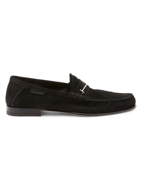 TOM FORD Women's Moc-Toe Suede Bit Loafers - Black