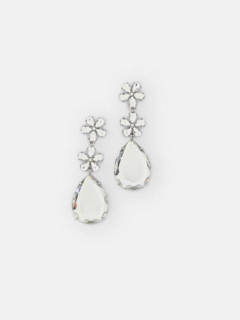 self-portrait Floral earrings with crystals