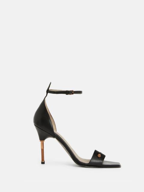 ALLSAINTS BETTY SQUARE TOE LEATHER HEELED SANDALS