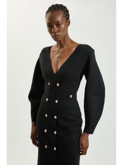 KAREN MILLEN Wool Look Military Double Breasted Knitted Dress
