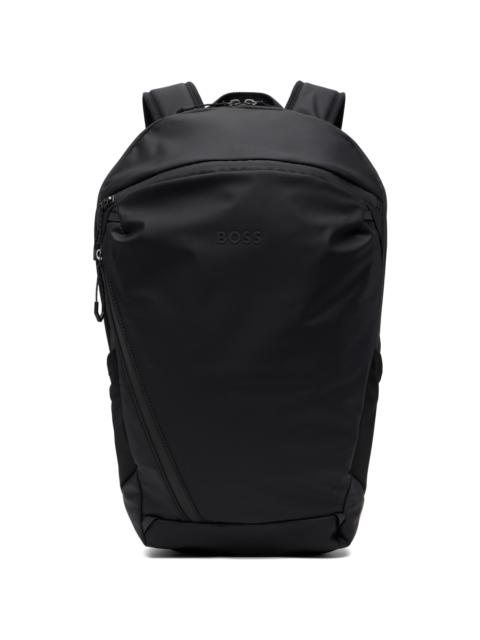 BOSS Black Reflective Detail Faux-Leather Backpack