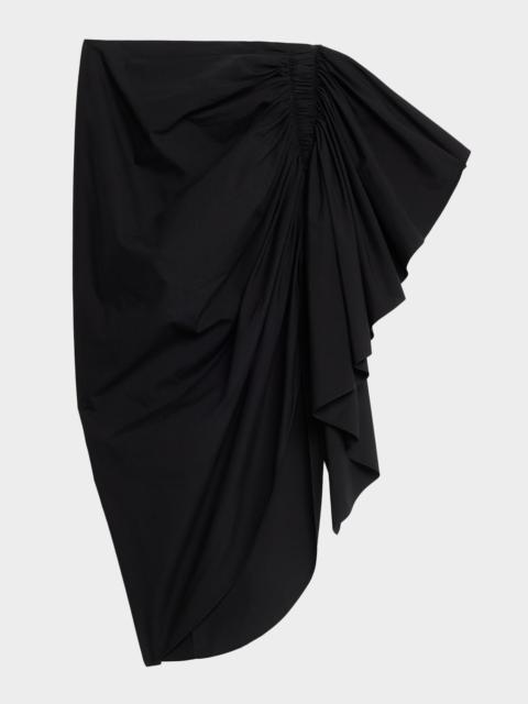 MICHAEL KORS Draped High-Low Cotton Midi Skirt