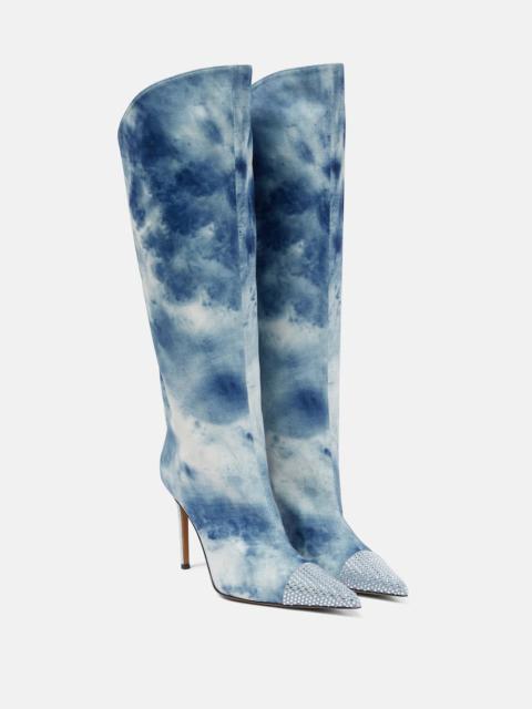 ALEXANDRE VAUTHIER Tie-dye denim knee-high boots