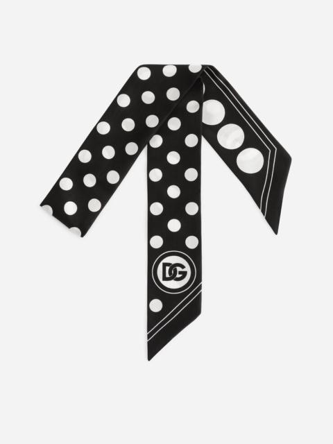 Dolce & Gabbana Twill headscarf with polka-dot print and DG logo