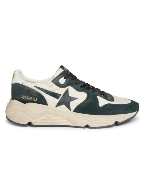 Golden Goose Men's Running Sole Leather Sneakers - Dark Green White