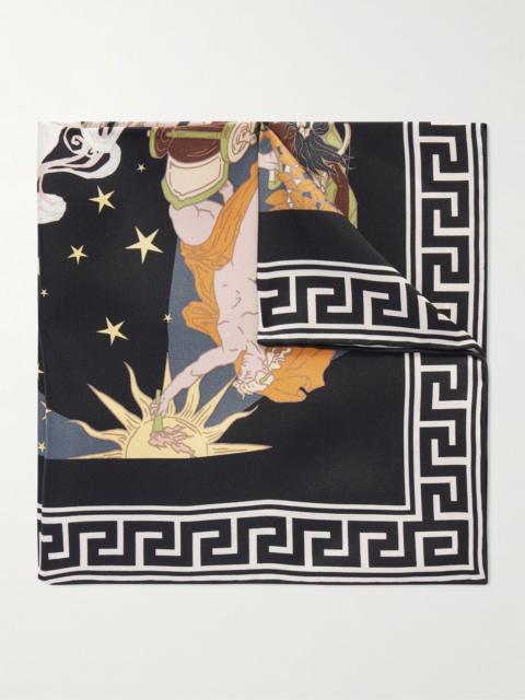 RUBINACCI Apollo and Artemis Printed Silk-Satin Scarf Black