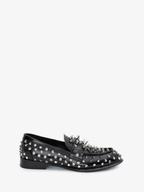 Alexander McQueen Silver Stud Loafer in Black/silver