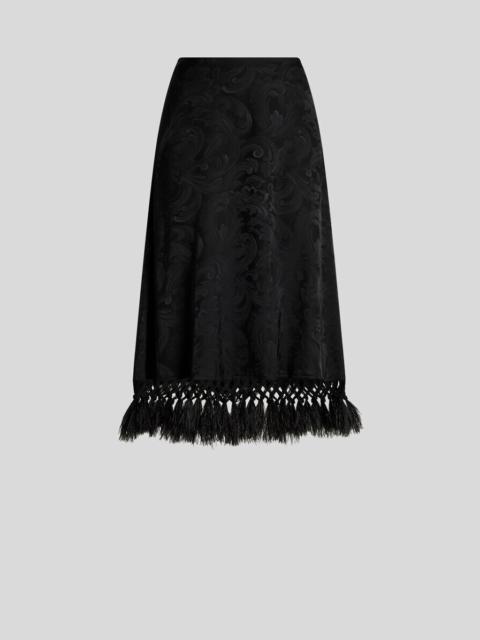 Etro JACQUARD MIDI SKIRT WITH OSTRICH FEATHERS AND PAISLEY MOTIF