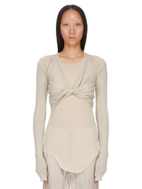 Rick Owens Beige Temple Crop Wrap Top