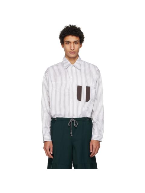 White & Khaki Veca Panelled Shirt